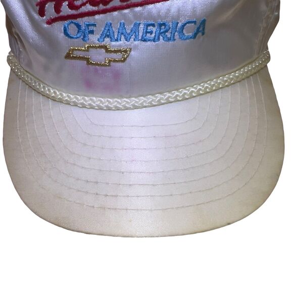 VTG The Heartbeat of America Embroidered Rope Nylon Slideback Men White Hat RARE - Picture 6 of 12
